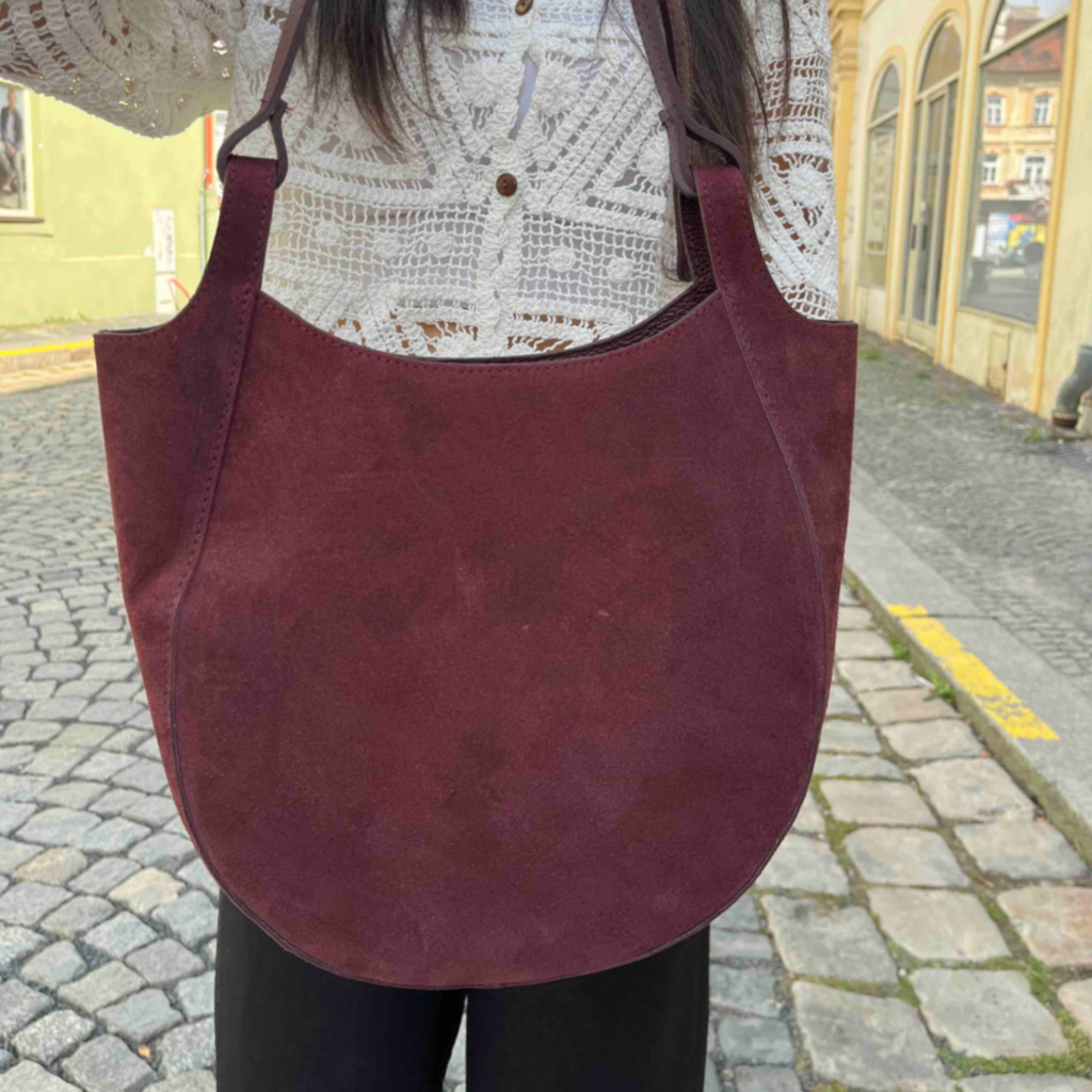 Dámská kožená kabelka SIREA burgundy+